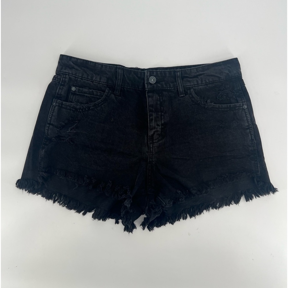 Vanilla Star Black Cut Off Festival Denim Jean Shorts Size 11 Women’s
